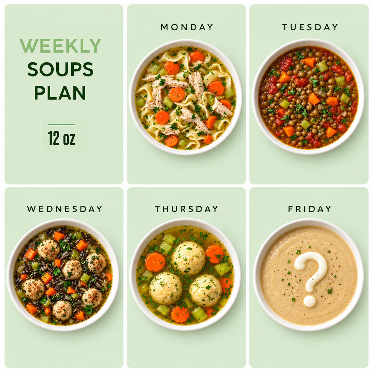 Weekly Soups Plan - 12 oz