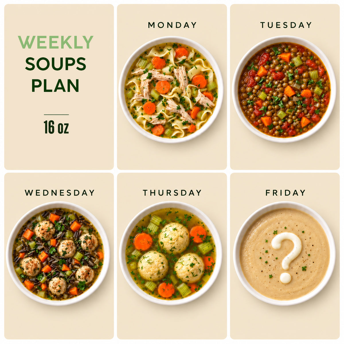 Weekly Soups Plan -16oz
